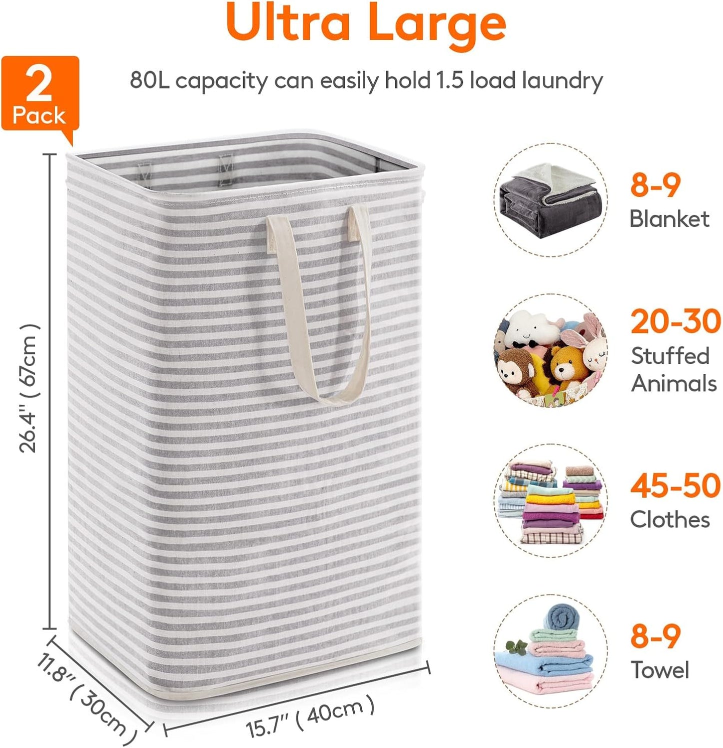 Lifewit 2 Pack Laundry Hamper Large Collapsible Laundry Baskets