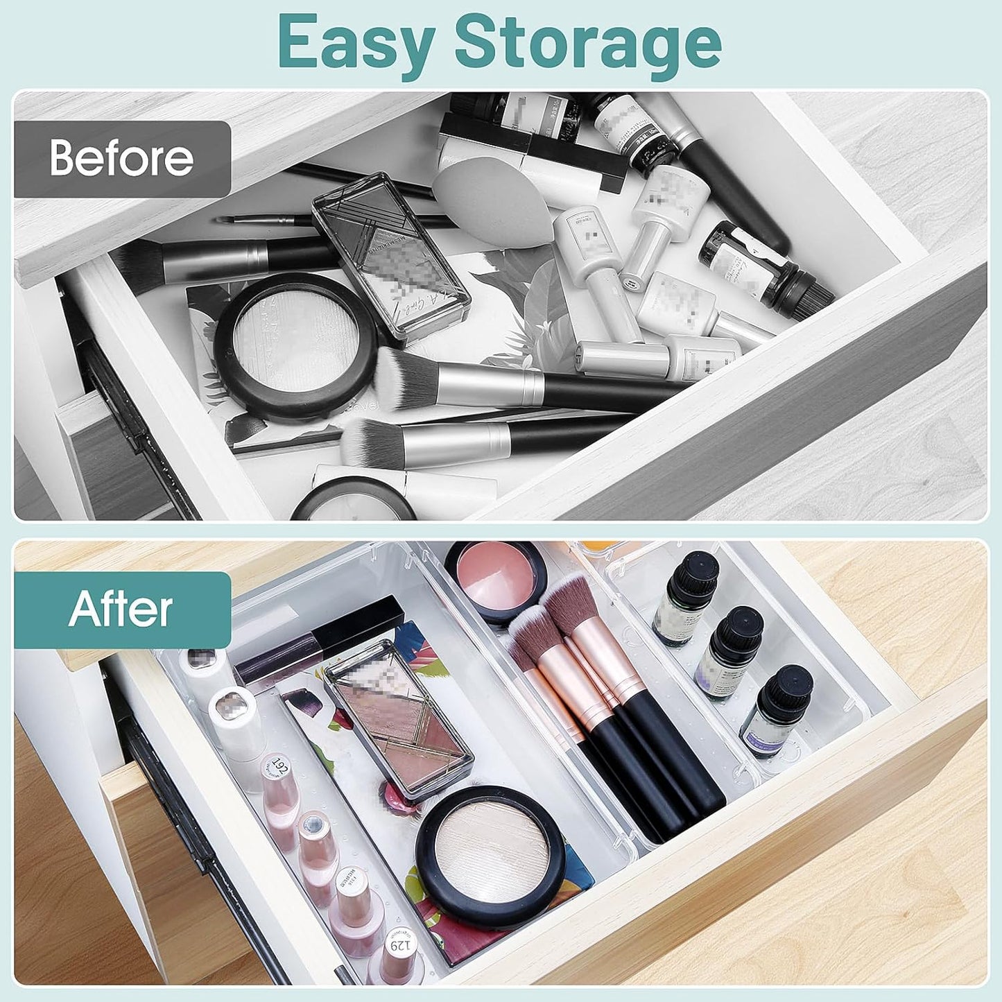 WOWBOX 25 PCS Clear Plastic Drawer Organizer Set