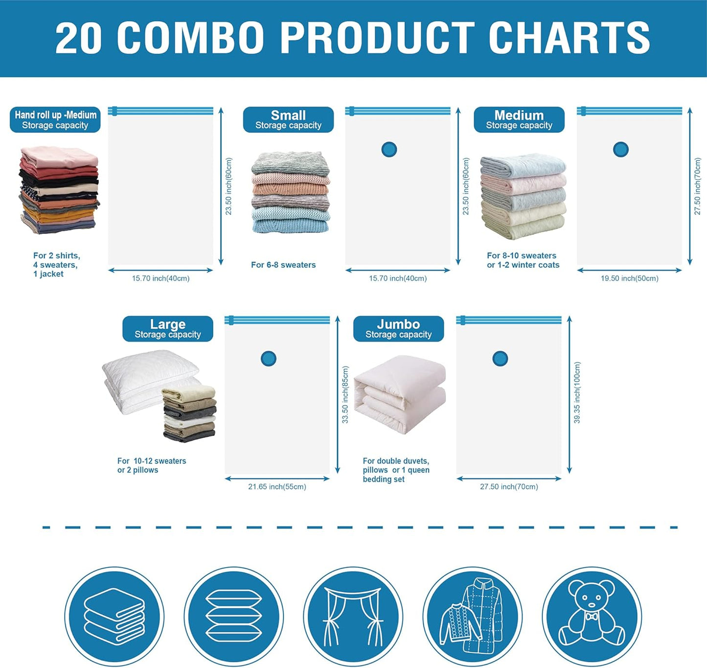 20 Pack Vacuum Storage Bags